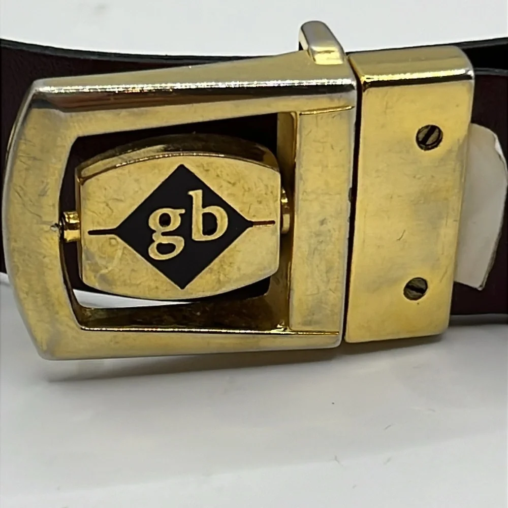GB Italian Buckle US Leather Reversible Black Brown Belt Reversible Size 32 VTG